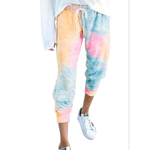 Women’s Lightweight Tie Dye Sweatpants with Drawstring - Medium